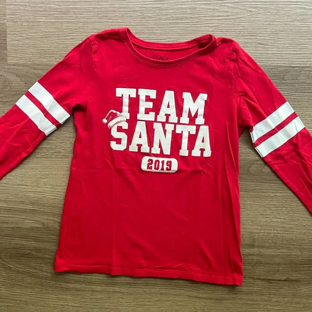 7/8 The Children's Place Long-Sleeve Team Santa 2019 Christmas T-Shirt